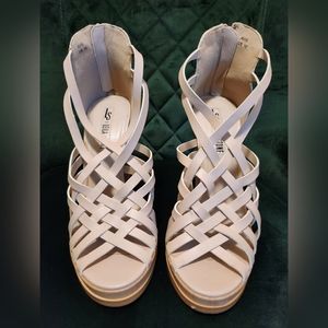 Leila Stone Block Heel Strapped Nude Shoes